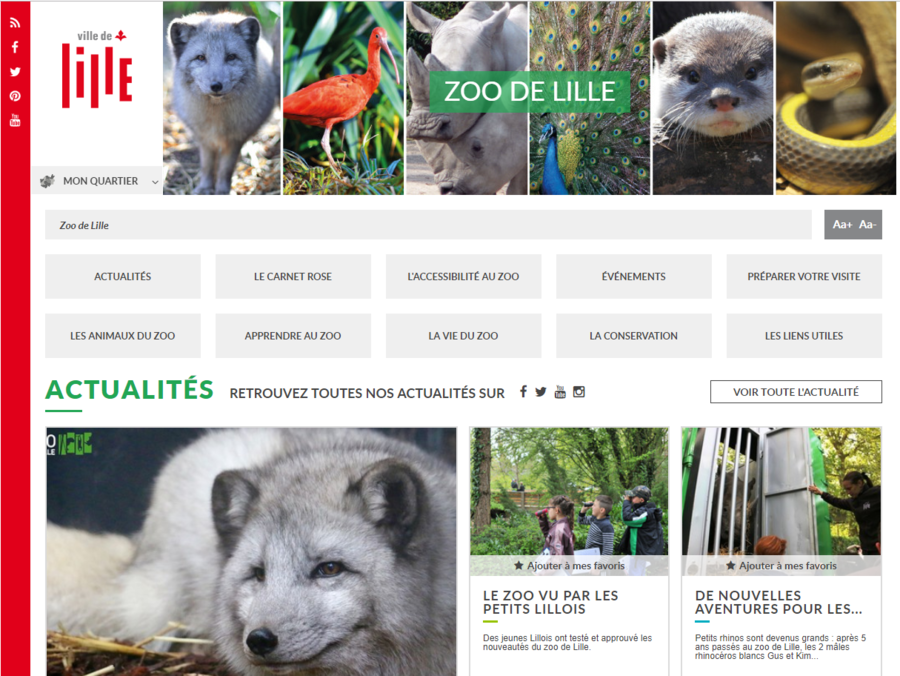 Site internet du zoo de Lille